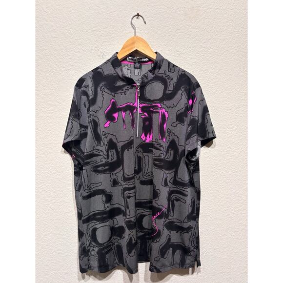 JAMIE SADOCK Short Sleeve 1/4 Zip Shirt Golf 80s Pattern XL - Picture 1 of 6